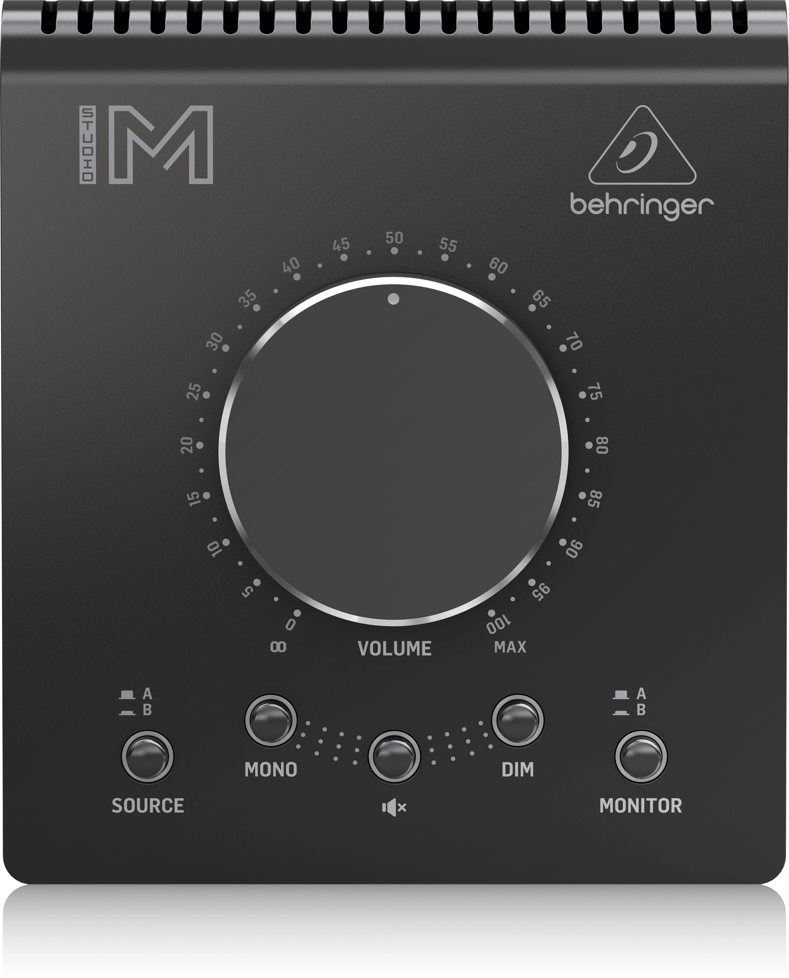 Behringer Studio M studio monitor controller with multiple input options and volume control for professional audio setup.