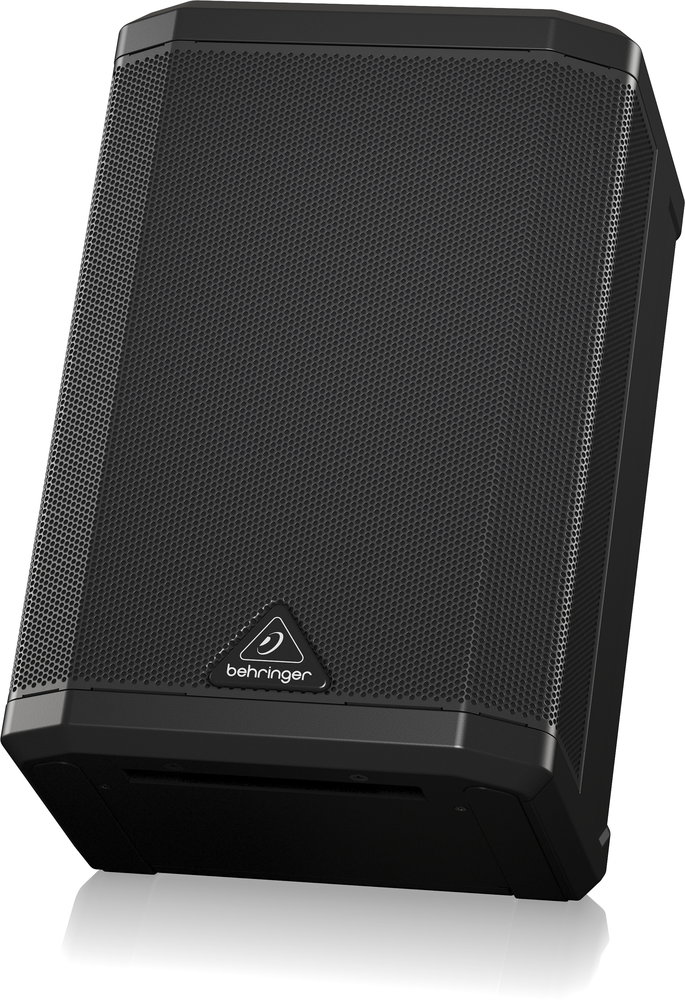 Behringer B1X portable powered speaker with built-in mixer, 200-watt audio output, featuring control knobs and connectivity ports.