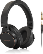 Behringer BH470-BK studio monitoring headphones with over-ear design and adjustable headband, black color, on a plain background.