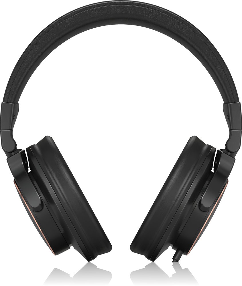 Behringer BH470-BK studio monitoring headphones with padded ear cups and adjustable headband, designed for accurate sound.