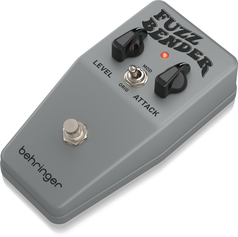 Behringer Fuzz Bender vintage 60s style fuzz pedal, compact effects pedal with retro design and controls for guitar effects.