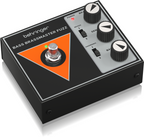 Behringer Bass Brassmaster Fuzz effects pedal with knobs and input/output jacks, designed for electric bass guitar.