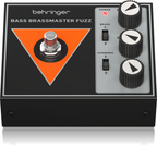 Behringer Bass Brassmaster Fuzz effects pedal with metal enclosure and control knobs for bass guitar sound shaping.