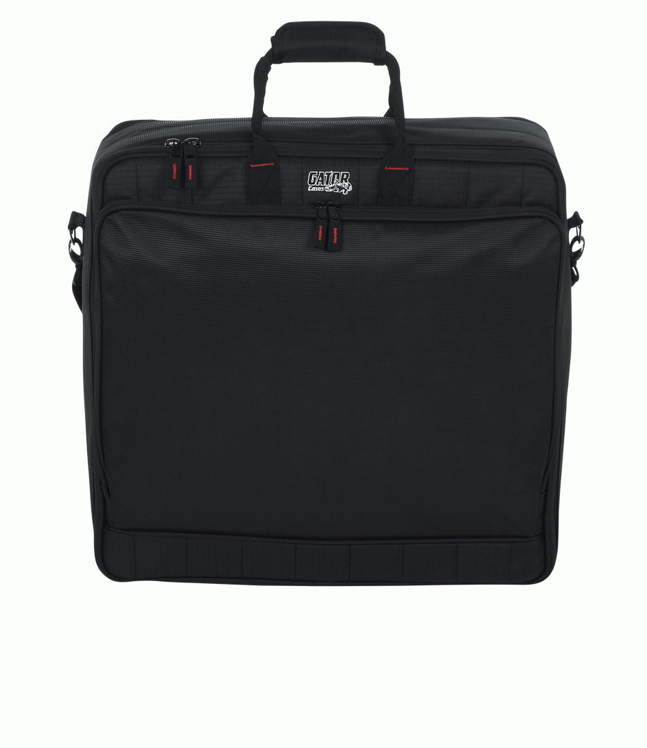 GATOR G-MIXERBAG-2020 padded mixer bag with handles, designed for portable DJ or audio equipment, measures 20x20x5.5 inches.