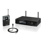 Sennheiser XSW 2-ME2-B wireless microphone lapel system with microphone and transmitter in a compact setup.