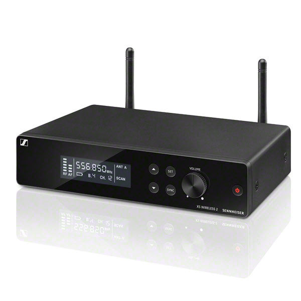 Sennheiser XSW 2-ME2-B wireless microphone lapel system with microphone and receiver, designed for professional audio recording