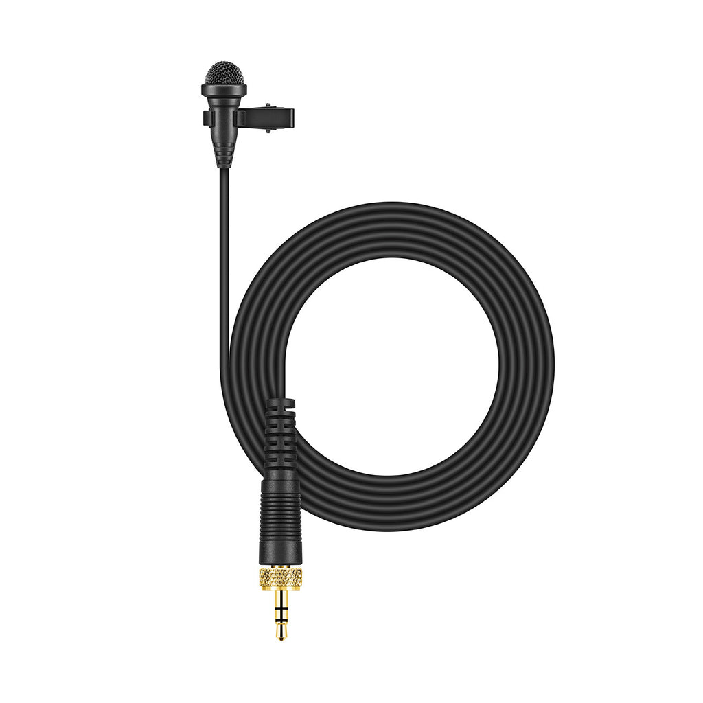 Sennheiser XSW 2-ME2-B wireless microphone system with lapel mic and transmitter, in a professional audio setup.