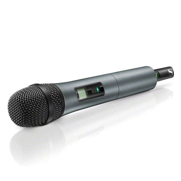 Sennheiser SKM 835-XSW-B wireless handheld microphone for professional audio, with a sleek black design and ergonomic grip.
