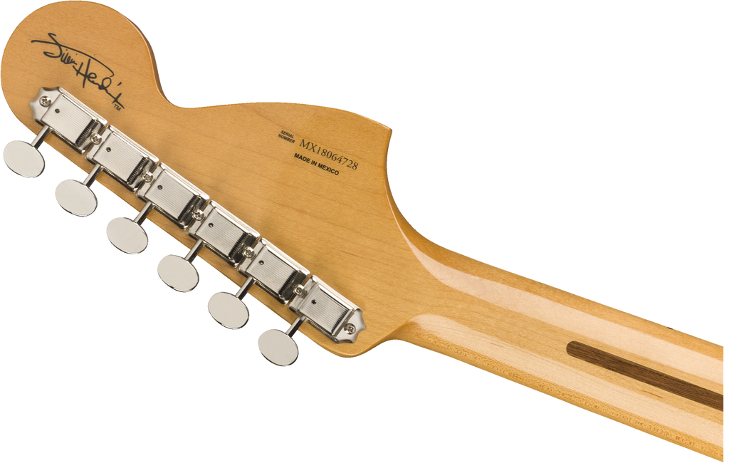 Fender Jimi Hendrix Stratocaster electric guitar with maple fretboard in 3-color burst finish, showcasing its classic design and vibrant colors.