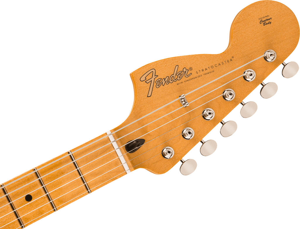Fender Jimi Hendrix Stratocaster electric guitar with maple fretboard in Olympic White, featuring a classic design and single-coil pickups.