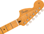 Fender Jimi Hendrix Stratocaster electric guitar with maple fretboard in Olympic White, featuring a classic design and single-coil pickups.