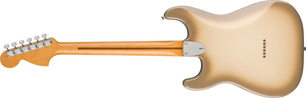 Fender 70th Anniversary Antigua Stratocaster electric guitar with Antigua finish, showcasing its classic body shape and vintage design.