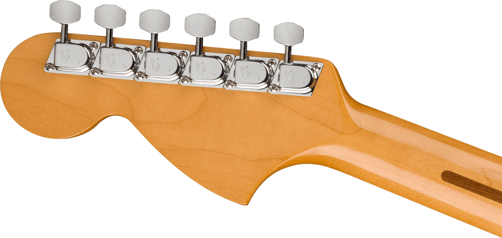 Fender 70th Anniversary Antigua Stratocaster electric guitar with vintage Antigua finish, showcasing classic body shape and maple neck.
