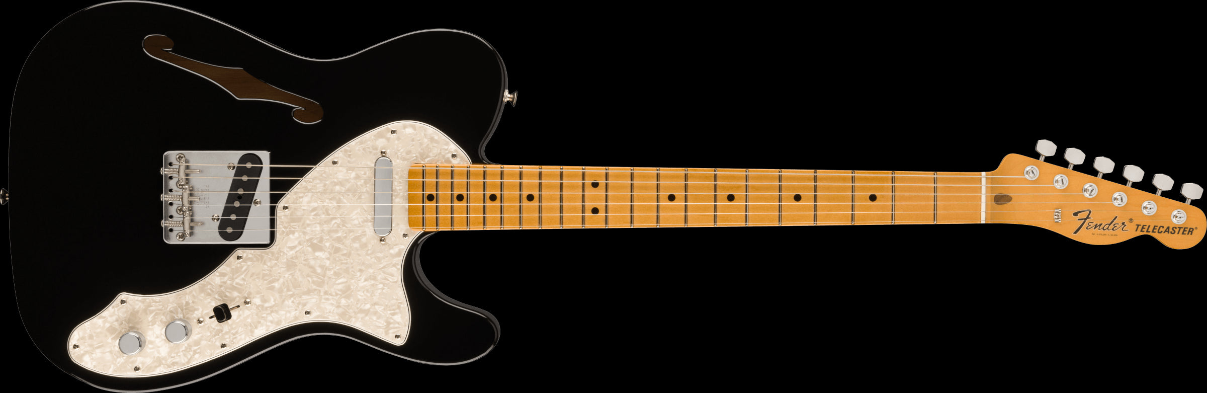 Fender Vintera II 60s Telecaster Thinline - Electric Guitar w/Maple Neck - Black