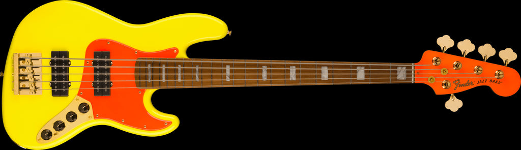 Fender MonoNeon Jazz Bass V w/Maple Fretboard - Neon Yellow