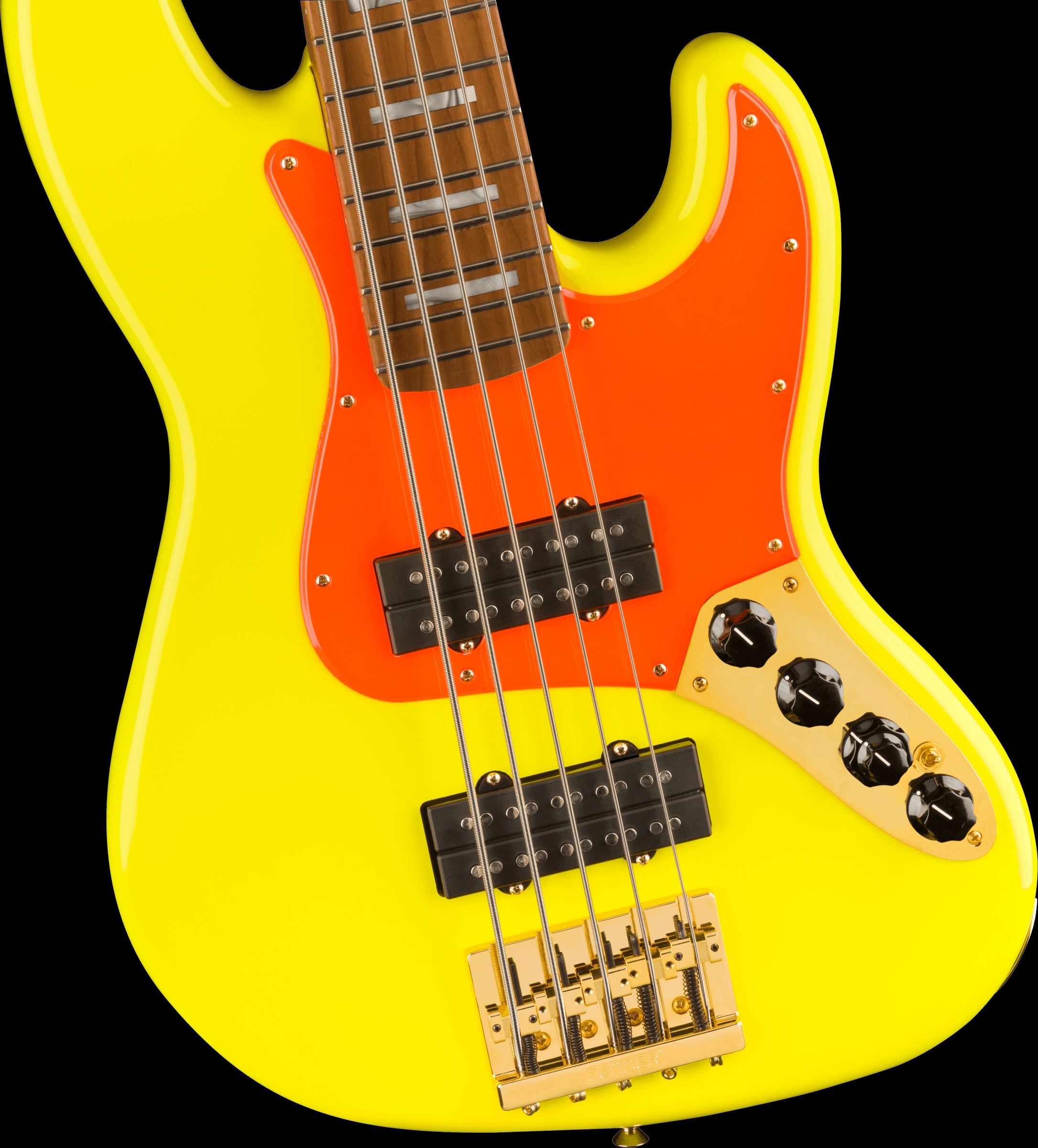 Fender MonoNeon Jazz Bass V w/Maple Fretboard - Neon Yellow