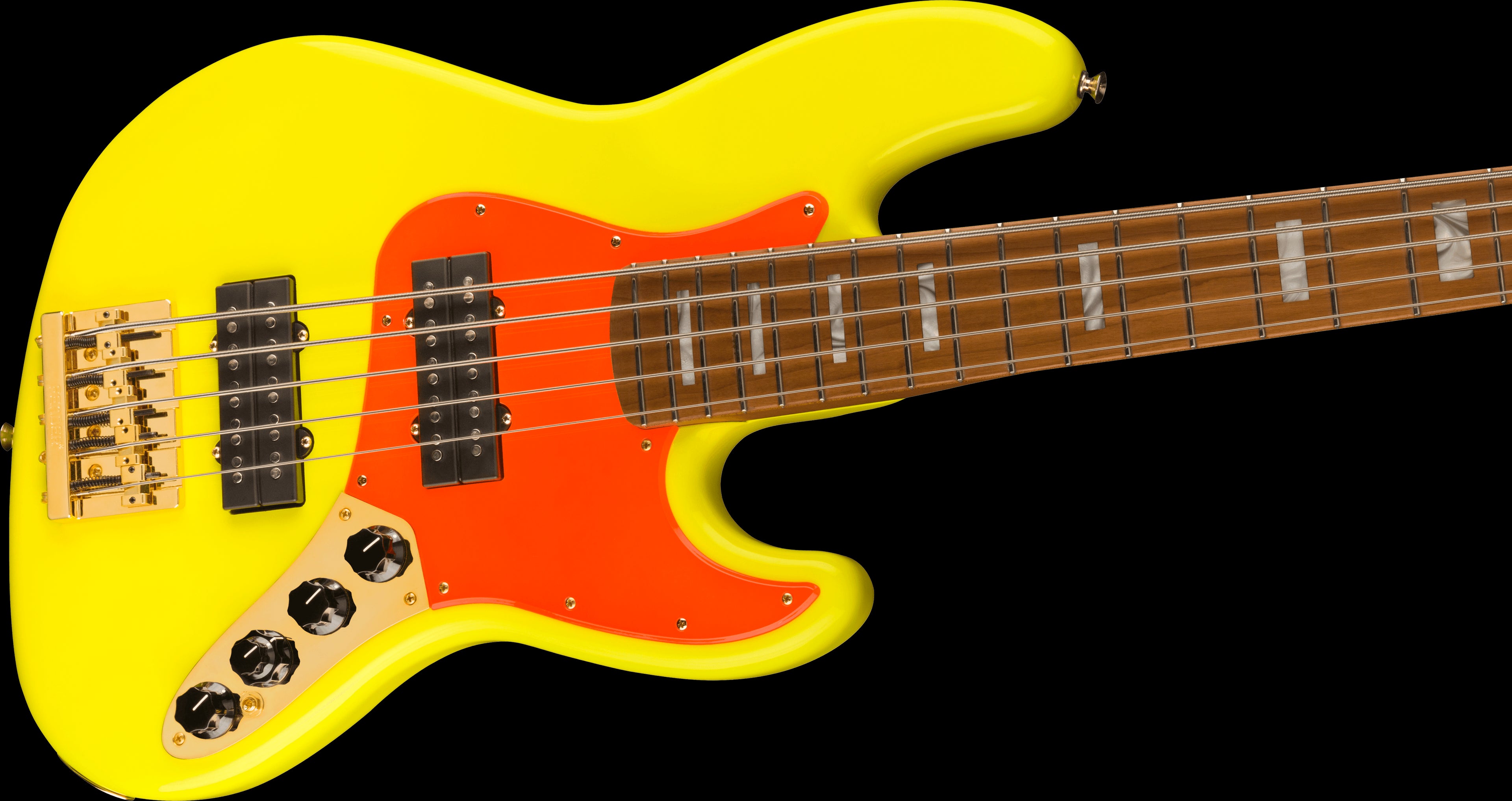 Fender MonoNeon Jazz Bass V w/Maple Fretboard - Neon Yellow