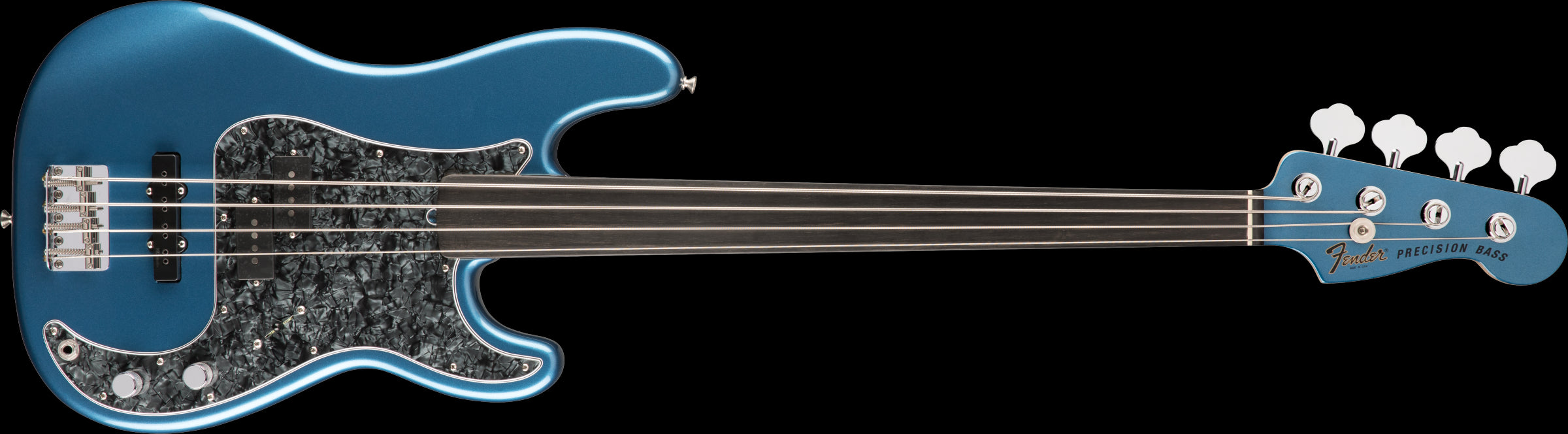 Fender Tony Franklin Fretless P Bass Guitar w/Ebony Fretboard - Lake Placid Blue