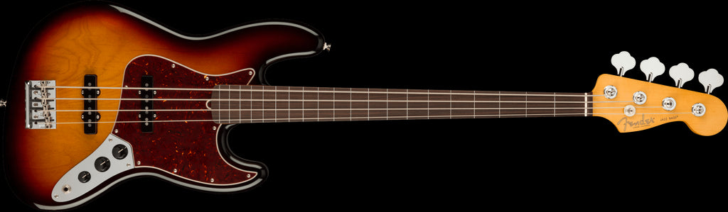 Fender American Professional II Jazz Fretless Bass Guitar w/Rosewood Fretboard - 3 Colour Burst