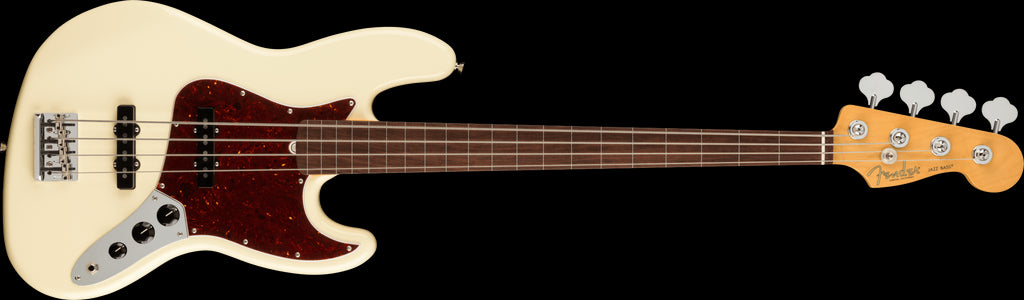 Fender American Professional II Jazz Fretless Bass Guitar w/Rosewood Fretboard - Olympic White