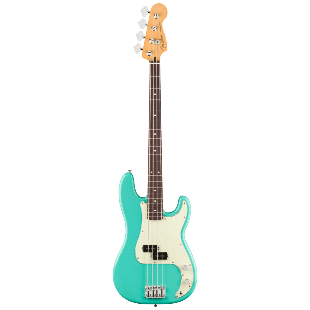 Fender 75th Anniversary Player II P Bass RW in Seafoam Green, solid electric bass guitar with a rosewood fretboard.