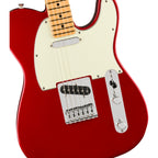 Fender 75th Anniversary Player II Telecaster electric guitar with maple fretboard in Candy Apple Red finish.