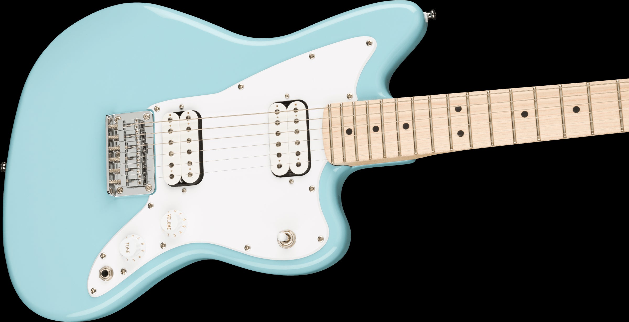 Squier Mini Jazz HH Electric Guitar w/Maple Fretboard - Daphne Blue