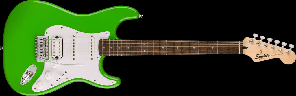 Squier Sonic Strat HSS Lrl FB White Pickguard Lime Green