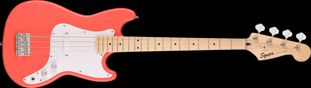 Squier Sonic Bronco Bass Map FB White Pickguard Tahitian Coral