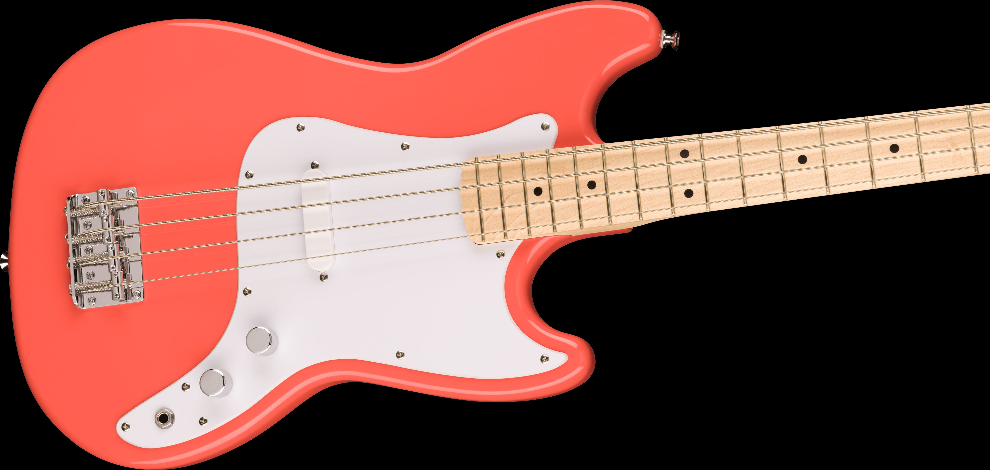 Squier Sonic Bronco Bass Map FB White Pickguard Tahitian Coral