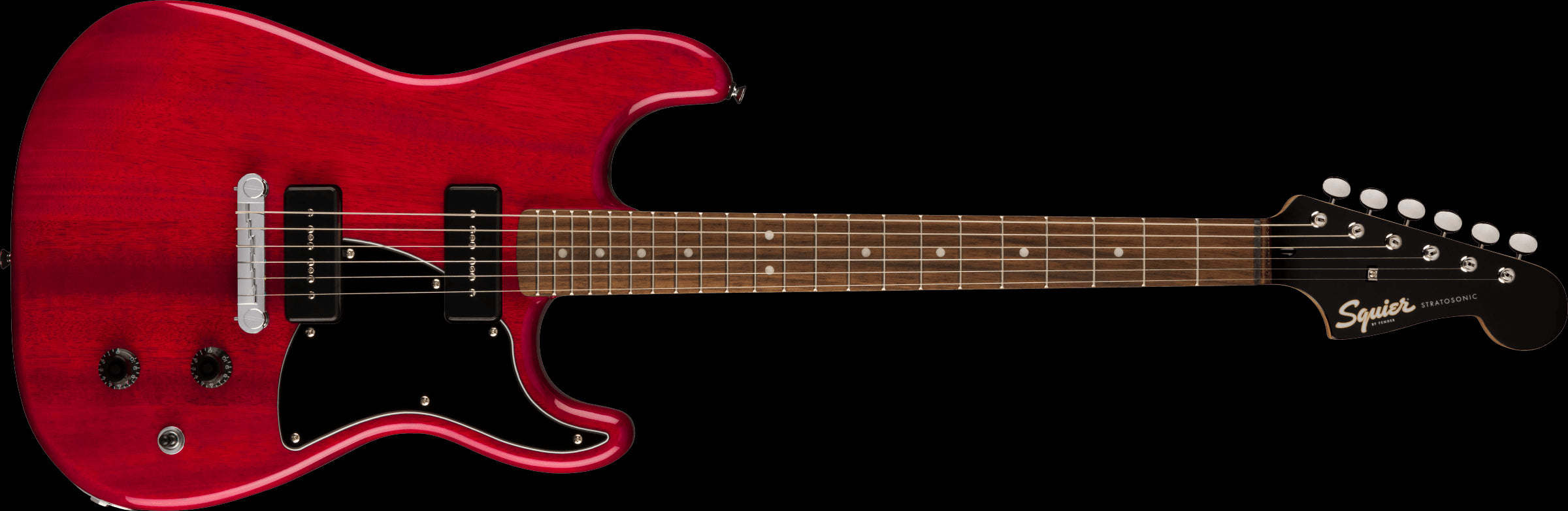 Squier Paranormal Strat-O-Sonic Guitar - LRL - Crimson Red Transparent