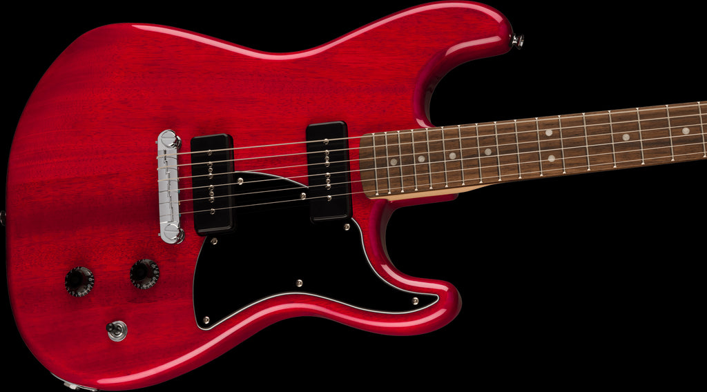 Squier Paranormal Strat-O-Sonic Guitar - LRL - Crimson Red Transparent