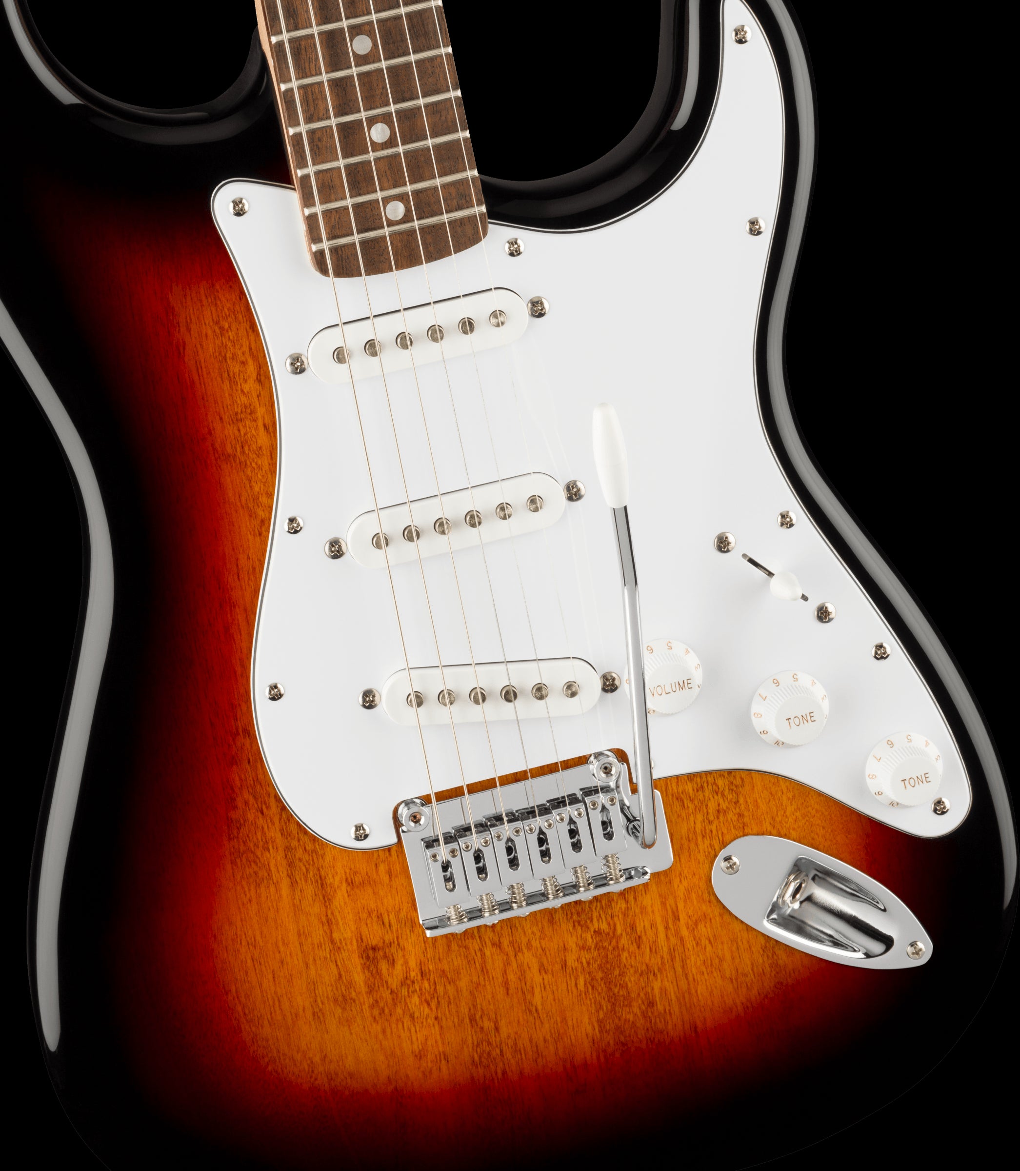 Squier Affinity Series Stratocaster, Laurel Fingerboard, White Pickguard, 3-Color Sunburst