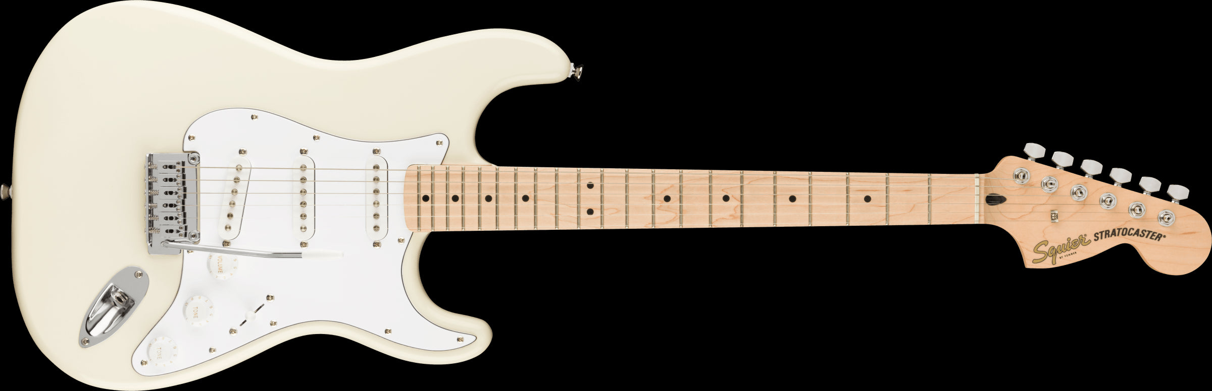 Squier Affinity Series Stratocaster, Maple Fingerboard, White Pickguard, Olympic White