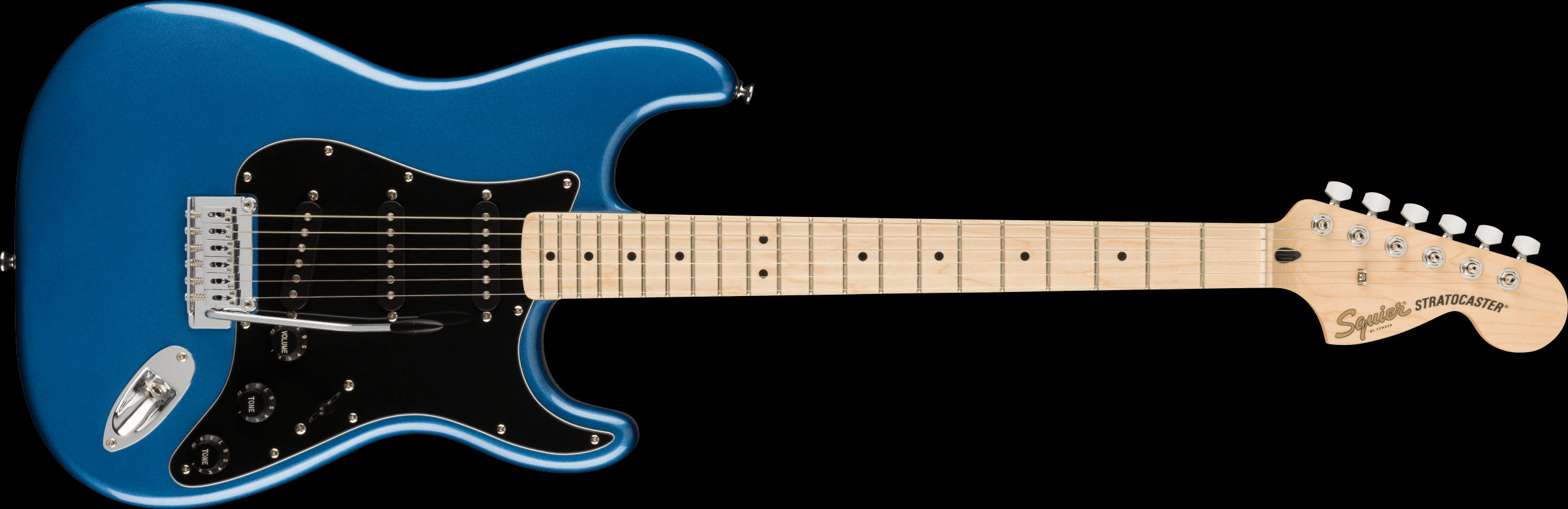 Squier Affinity Series Stratocaster, Maple Fingerboard, Black Pickguard, Lake Placid Blue