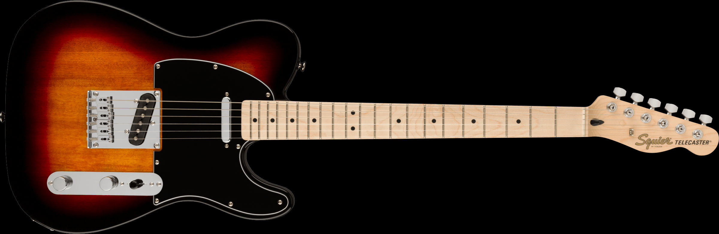 Squier Affinity Series Telecaster, Maple Fingerboard, Black Pickguard, 3-Color Sunburst