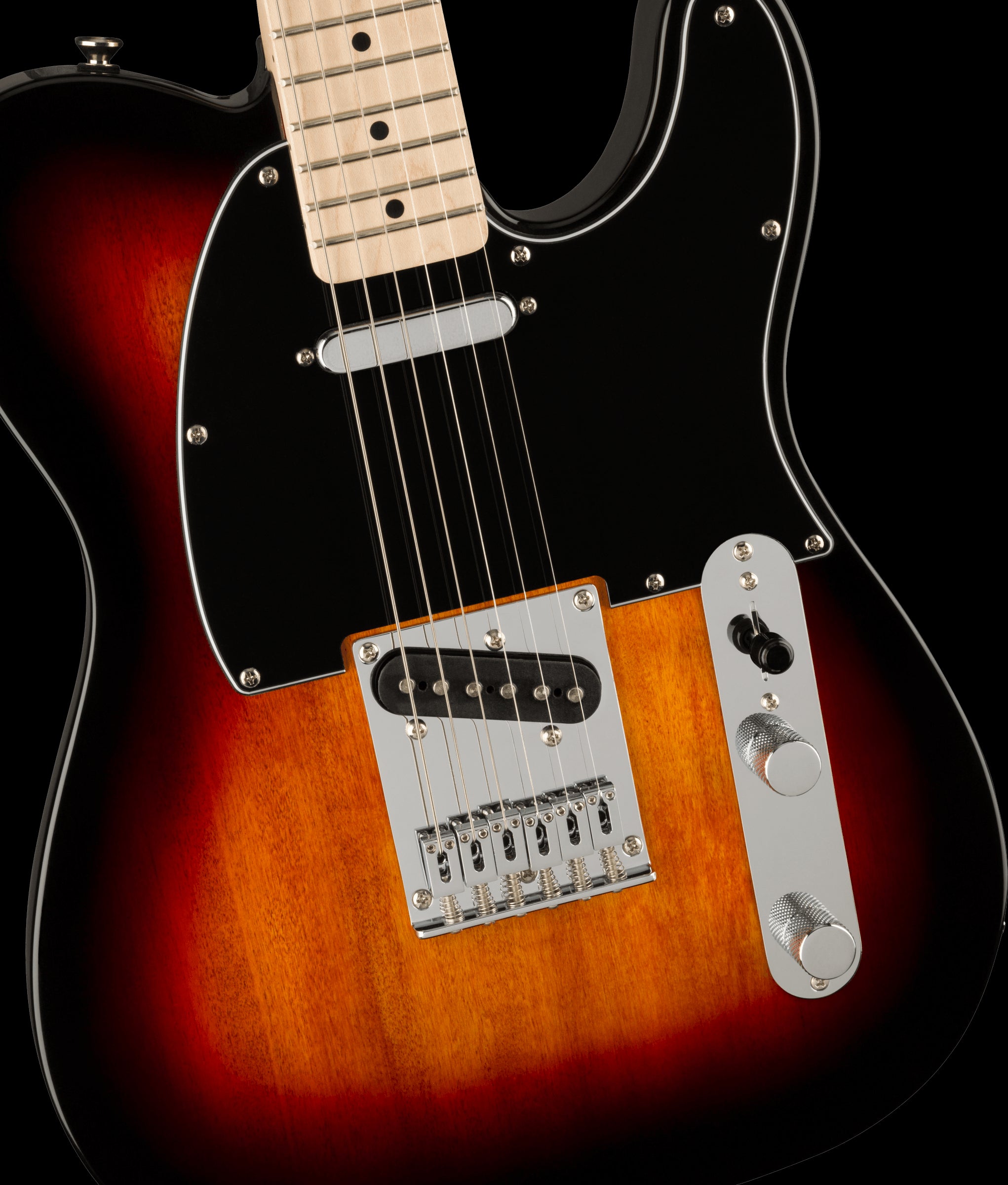 Squier Affinity Series Telecaster, Maple Fingerboard, Black Pickguard, 3-Color Sunburst