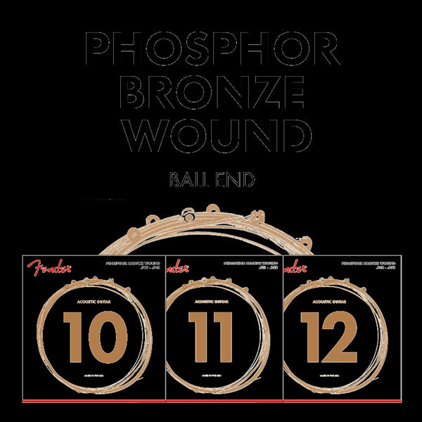 Fender Phosphor Bronze Acoustic Guitar Strings Ball End, 60XL,  0.10-.048 Gauges