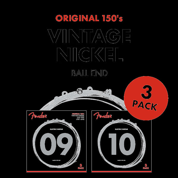 Fender Original 150 Guitar Strings Pure Nickel 150L .009 .042 3 Pack