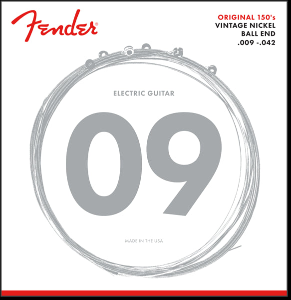 Fender Original 150 Guitar Strings Pure Nickel 150L .009 .042 (6)