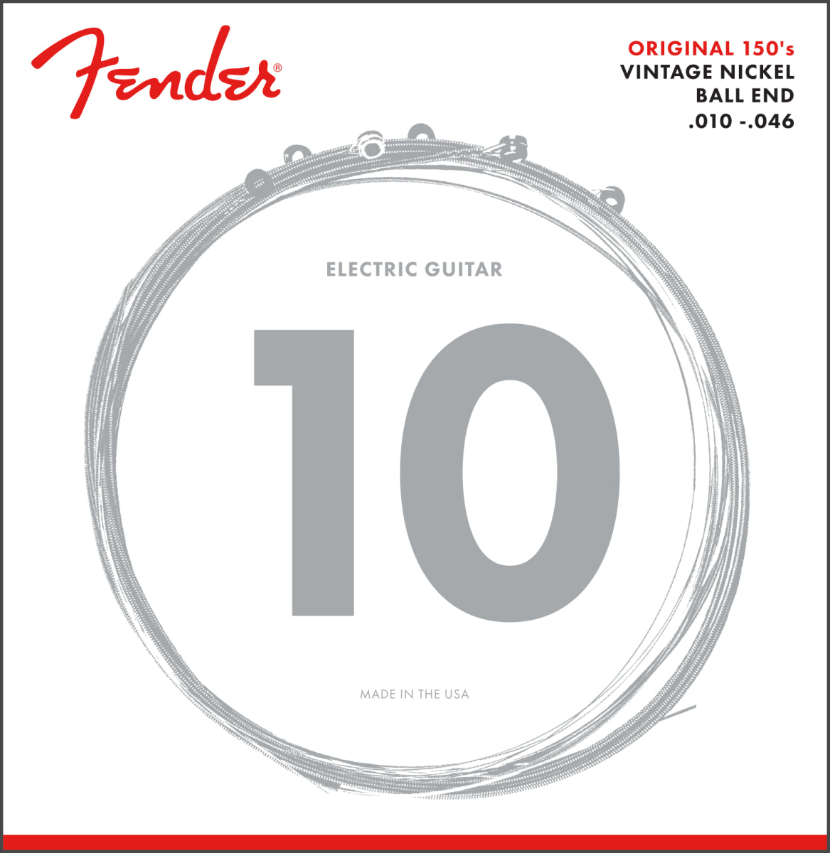 Fender Original 150 Guitar Strings Pure Nickel 150R .010 .046 (6)