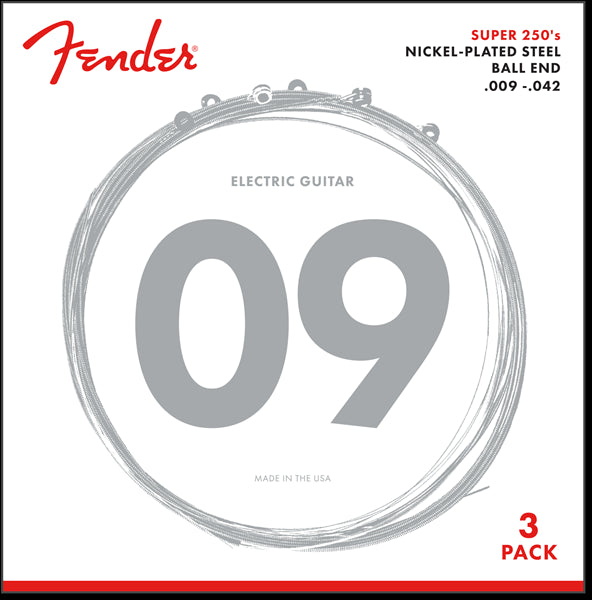 Fender Super 250L NPS Strings (.009 .042) 3 Pack