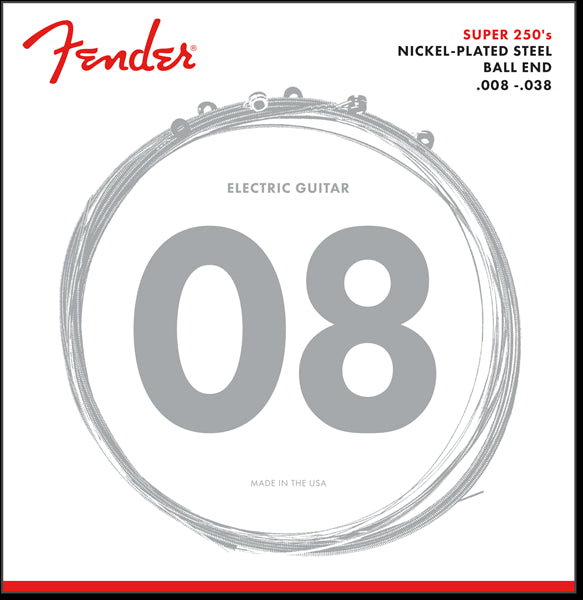 Fender Super 250 Guitar Strings Nickel Steel 250XS .008 .038 (6)