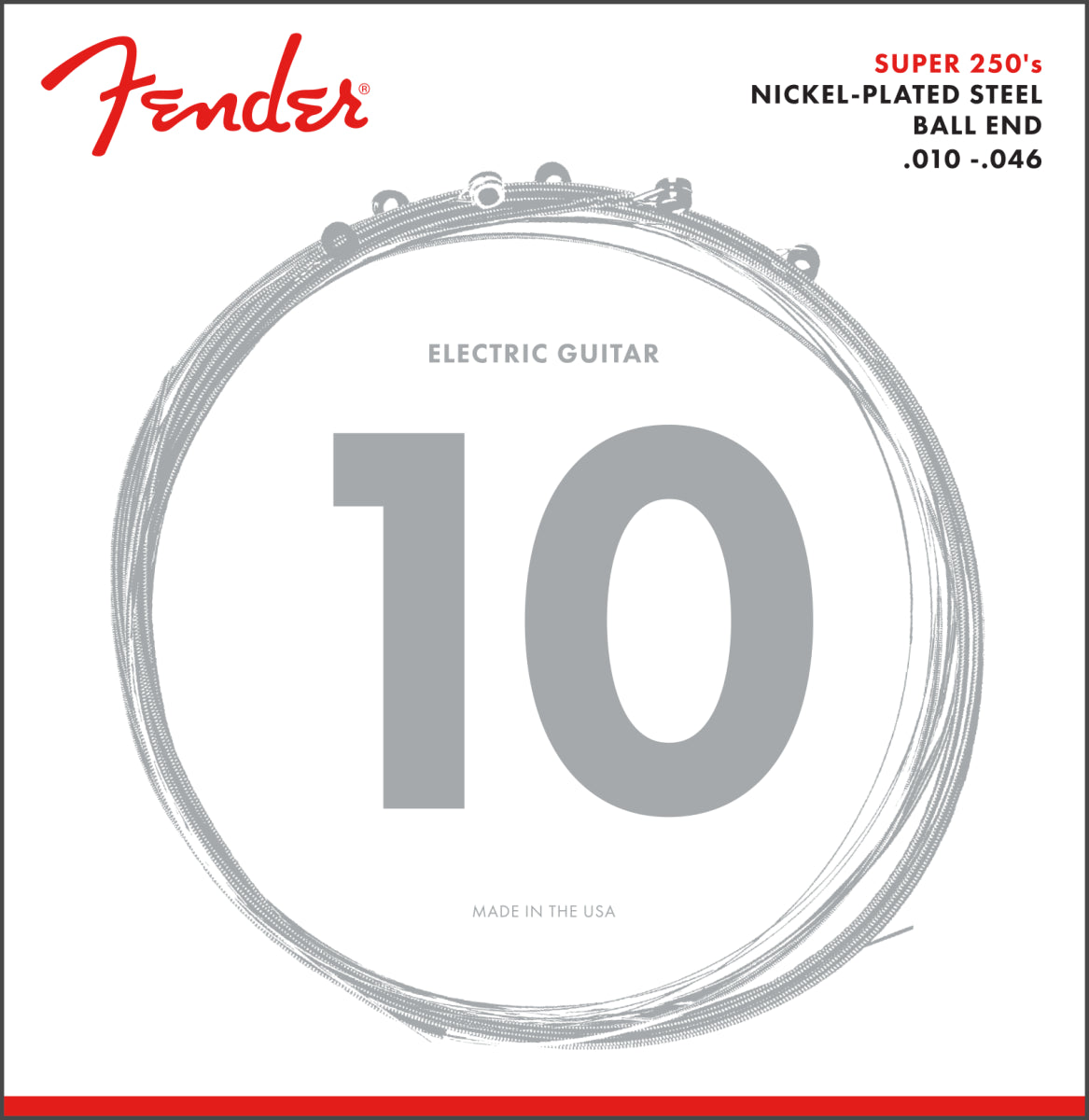 Fender Super 250 Guitar Strings Nickel Steel 250R .010 .046 (6)