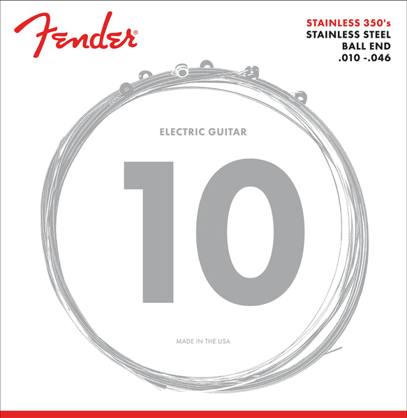Fender Stainless 350's Guitar Strings Stainless Steel 350R .010 .046 (6)