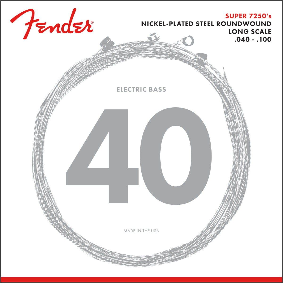 Fender 7250 Bass Strings Nickel Steel Long Scale 7250L .040 .100 (4)