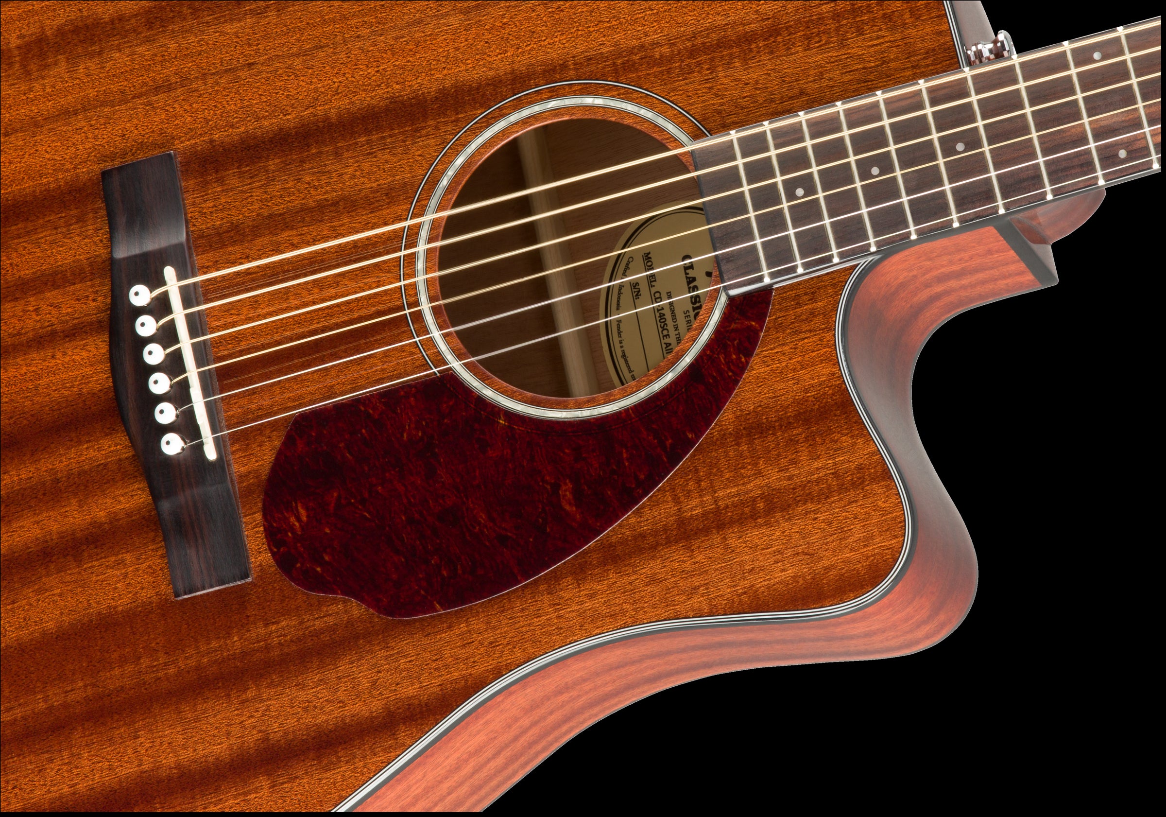 Fender CD-140SCE Dreadnought Acoustic Guitar with Walnut Fingerboard & Case in All-Mahogany