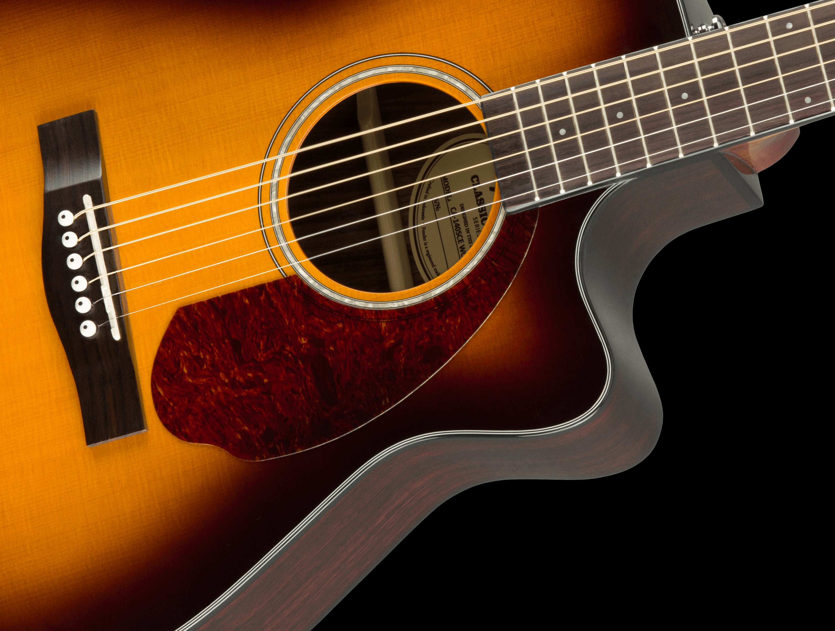 Fender CC140SCE Concert Acoustic Guitar with Hardcase in Sunburst