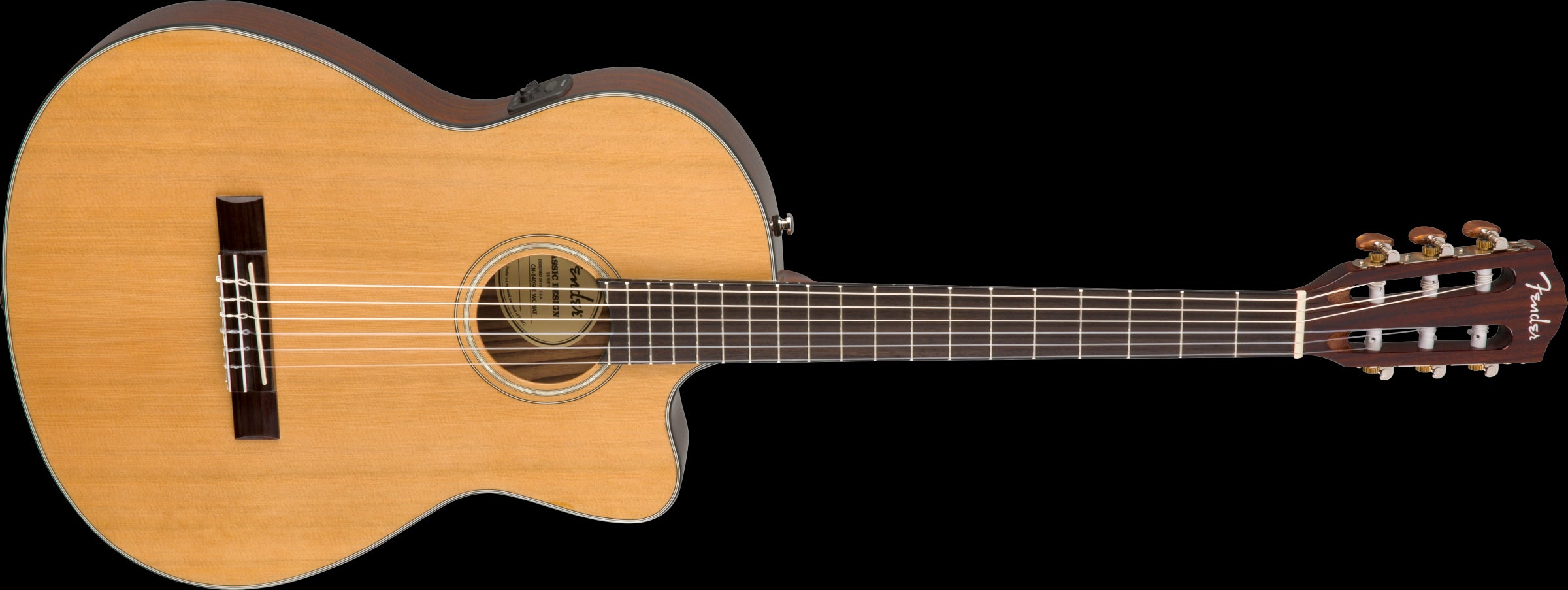 Fender CN 140SCE Nylon Thinline Walnut Fretboard - Natural w/Case