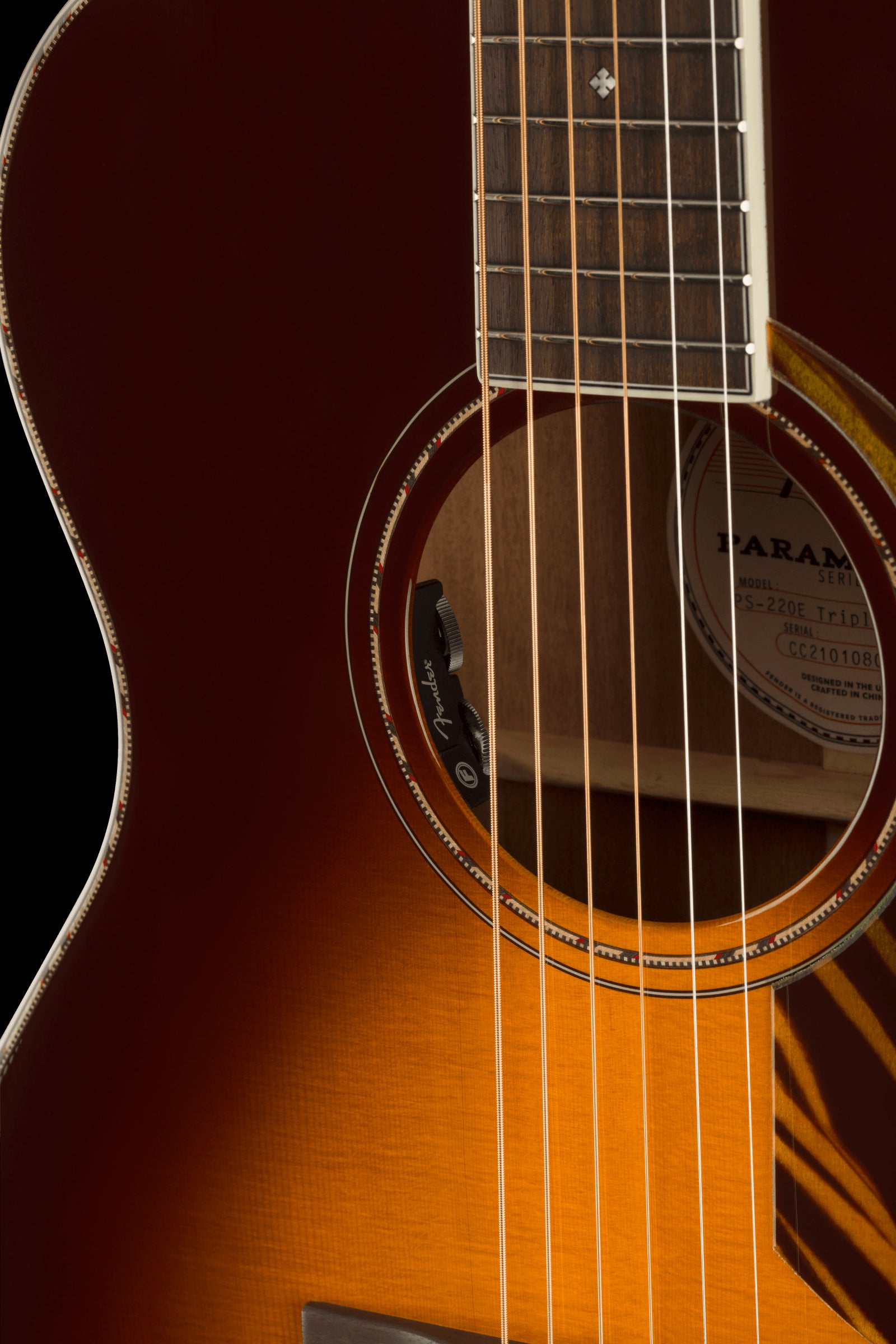 Fender PD 220E Dreadnought Ovangkol FB 3 Col Vint Burst